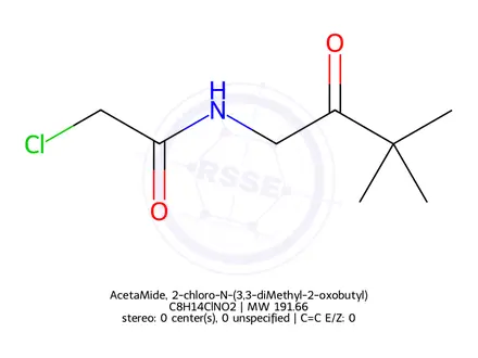 Chemical structure of AcetaMide, 2-chloro-N-(3,3-diMethyl-2-oxobutyl)-