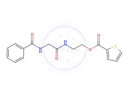Chemical structure of 2-{[2-(Benzoylamino)acetyl]amino}ethyl 2-thiophenecarboxylate