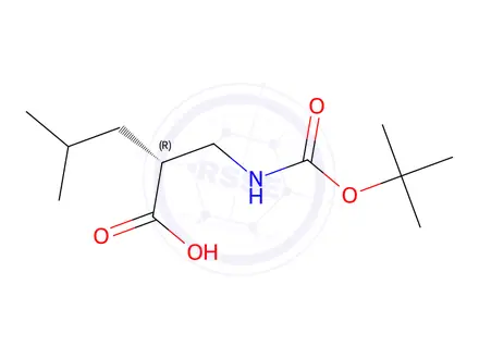 Chemical structure of Boc-(R)-2-(aMinoMethyl)-4-Methylpentanoic acid