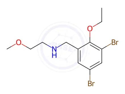 Chemical structure of N-(3,5-dibromo-2-ethoxybenzyl)-2-methoxyethan-1-amine