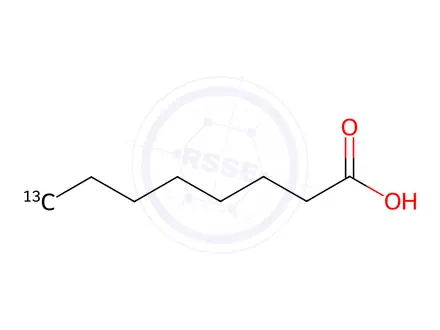 Chemical structure of Caprylic acid-8-13C