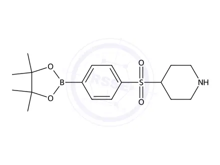 Chemical structure of 4-((4-(4,4,5,5-Tetramethyl-1,3,2-dioxaborolan-2-yl)phenyl)sulfonyl)piperidine