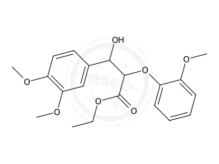 Chemical structure of Ethyl 3-(3,4-Dimethoxyphenyl)-3-hydroxy-2-(2-methoxyphenoxy)propionate