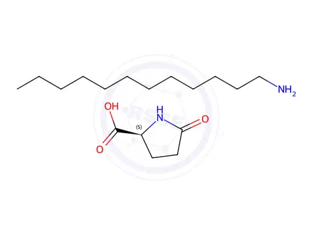 Chemical structure of 5-oxo-L-proline, compound with dodecylamine (1:1)