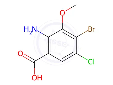 Chemical structure of Benzoic acid, 2-amino-4-bromo-5-chloro-3-methoxy-