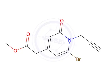 Chemical structure of Methyl 6-Bromo-1,2-dihydro-2-oxo-1-(2-propynyl)-4-pyridineacetate (85:15% Bromo:Chloro Derivative)