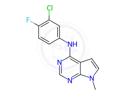 Chemical structure of N-(3-Chloro-4-fluorophenyl)-7-methyl-7H-pyrrolo[2,3-d]pyrimidin-4-amine