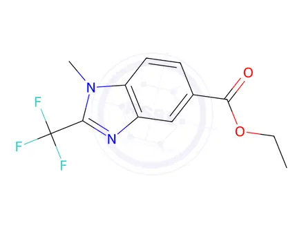 Chemical structure of Ethyl 1-methyl-2-(trifluoromethyl)-1H-benzo[d]imidazole-5-carboxylate