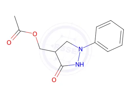 Chemical structure of (3-Oxo-1-phenylpyrazolidin-4-yl)methyl acetate