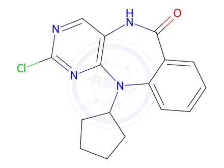 Chemical structure of 2-chloro-11-cyclopentyl-5H-benzo[e]pyrimido[5,4-b][1,4]diazepin-6(11H)-one