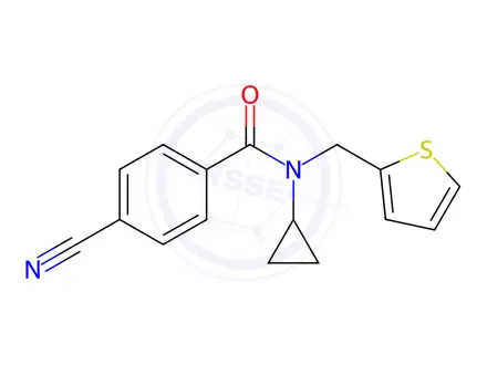 Chemical structure of 4-Cyano-N-cyclopropyl-N-(thiophen-2-ylmethyl)benzamide