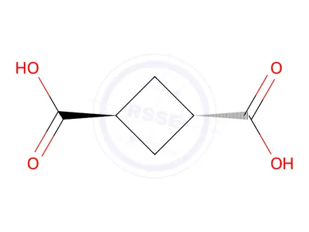 Chemical structure of trans-Cyclobutane-1,3-dicarboxylic acid