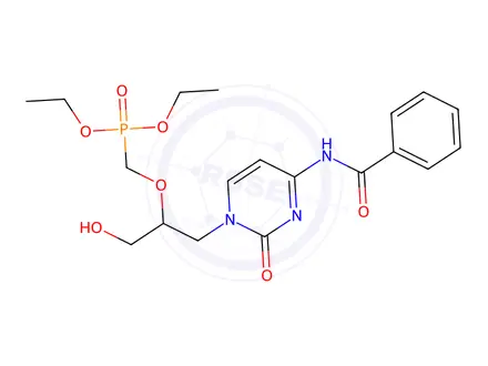 Chemical structure of Diethyl (((1-(4-benzamido-2-oxopyrimidin-1(2H)-yl)-3-hydroxypropan-2-yl)oxy)methyl)phosphonate