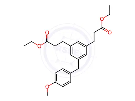 Chemical structure of Diethyl 3,3'-(5-(4-methoxybenzyl)-1,3-phenylene)dipropanoate