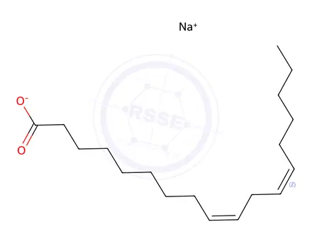 Chemical structure of 9,12-Octadecadienoic acid (9Z,12Z)-, sodium salt (1:1)