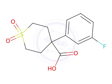 Chemical structure of 4-(3-Fluorophenyl)tetrahydro-2h-thiopyran-4-carboxylic acid 1,1-dioxide