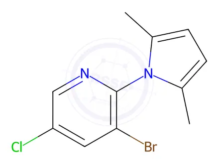 Chemical structure of 3-Bromo-5-chloro-2-(2,5-dimethyl-1H-pyrrol-1-yl)pyridine