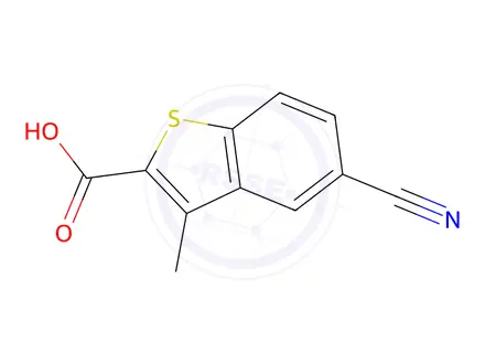 Chemical structure of 5-cyano-3-methyl-1-benzothiophene-2-carboxylic Acid