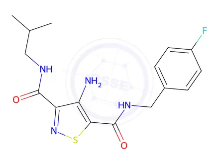 Chemical structure of 4-Amino-N5-(4-fluorobenzyl)-N3-isobutylisothiazole-3,5-dicarboxamide