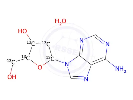 Chemical structure of 2'-Deoxyadenosine Monohydrate-13C5