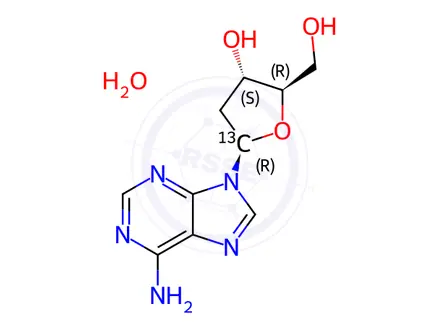 Chemical structure of [1'-13C]2'-deoxyadenosine monohydrate