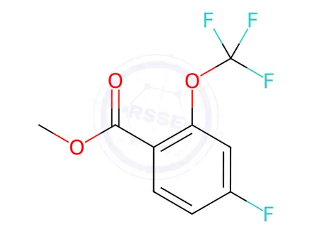 Chemical structure of Benzoic acid, 4-fluoro-2-(trifluoromethoxy)-, methyl ester