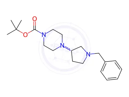 Chemical structure of 4-[1-(Phenylmethyl)-3-pyrrolidinyl]-1-piperazinecarboxylic Acid 1,1-Dimethylethyl Ester