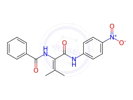 Chemical structure of Benzamide, N-[2-methyl-1-[[(4-nitrophenyl)amino]carbonyl]-1-propenyl]-(9CI)