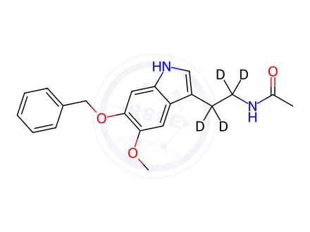 Chemical structure of N-[2-[6-(Benzyloxy)-5-methoxyindol-3-yl]ethyl]acetamide-d4