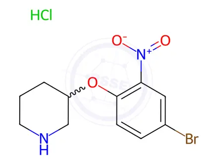 Chemical structure of 3-(4-Bromo-2-nitrophenoxy)piperidine hydrochloride