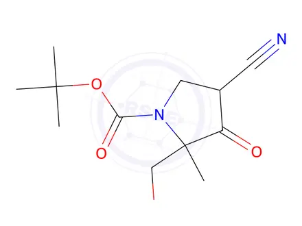 Chemical structure of Tert-butyl 4-cyano-2-(methoxymethyl)-2-methyl-3-oxopyrrolidine-1-carboxylate