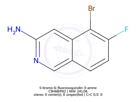 Chemical structure of 5-bromo-6-fluoroisoquinolin-3-amine