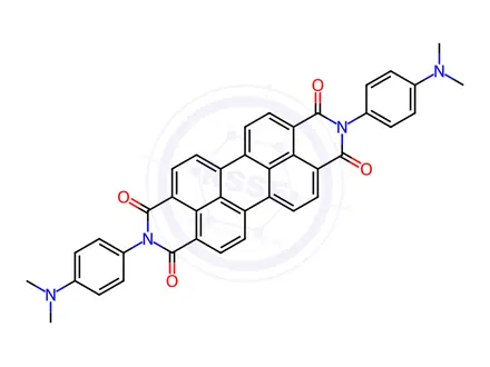 Chemical structure of N,N'-DI(4-DIMETHYLAMINOPHENYL)-PERYLENE-TETRACARBONIC ACID, DIAMIDE