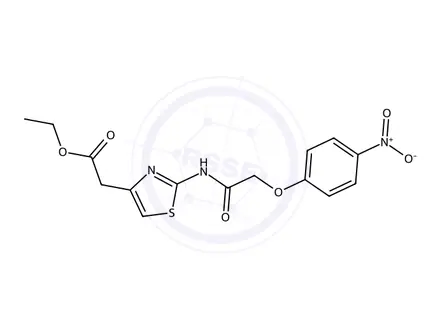 Chemical structure of Ethyl 2-(2-(2-(4-nitrophenoxy)acetamido)thiazol-4-yl)acetate