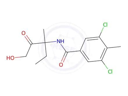 Chemical structure of 3,5-dichloro-N-(1-hydroxy-3-methyl-2-oxopentan-3-yl)-4-methylbenzamide