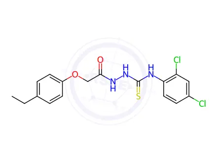 Chemical structure of N-(2,4-dichlorophenyl)-2-(2-(4-ethylphenoxy)acetyl)hydrazine-1-carbothioamide
