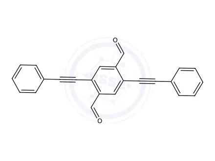 Chemical structure of 2,5-Bis(phenylethynyl)terephthalaldehyde
