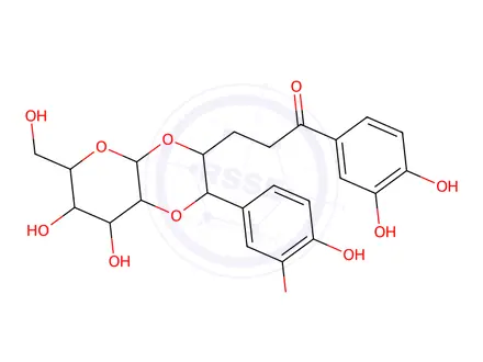Chemical structure of 1-(3,4-Dihydroxyphenyl)-3-((2R,3R,4aR,6R,7S,8S,8aR)-2-(3,4-dihydroxyphenyl)-7,8-dihydroxy-6-(hydroxymethyl)hexahydro-6H-pyrano[2,3-b][1,4]dioxin-3-yl)propan-1-one