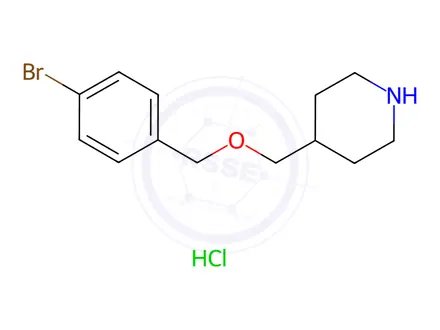 Chemical structure of 4-{[(4-Bromobenzyl)oxy]methyl}piperidine hydrochloride