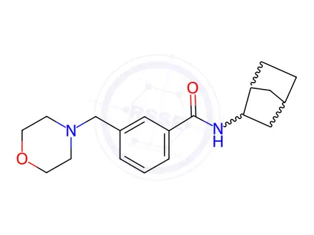Chemical structure of N-(3-bicyclo[2.2.1]heptanyl)-3-(morpholin-4-ylmethyl)benzamide