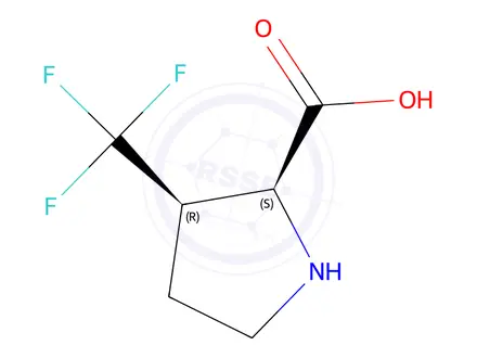 Chemical structure of (2R,3S)-3-(trifluoromethyl)pyrrolidine-2-carboxylic acid
