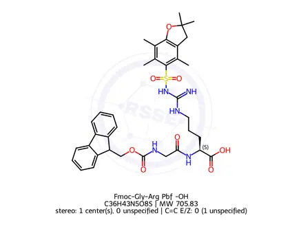 Chemical structure of Fmoc-Gly-Arg (Pbf) -OH