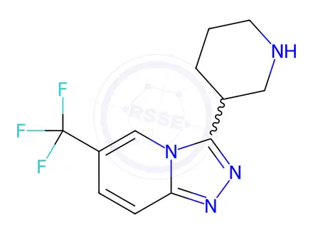 Chemical structure of 3-[6-(Trifluoromethyl)-[1,2,4]triazolo[4,3-a]pyridin-3-yl]piperidine Dihydrochloride