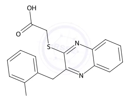 Chemical structure of 2-((3-(2-Fluorobenzyl)quinoxalin-2-yl)thio)acetic acid