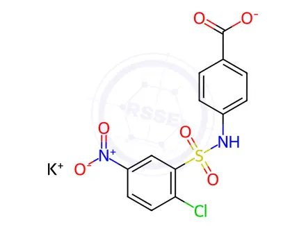 Chemical structure of Potassium 4-(2-chloro-5-nitrobenzenesulfonamido)benzoate