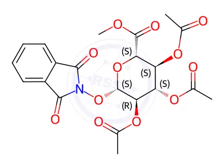 Chemical structure of 1-O-(1,3-Dihydro-1,3-dioxo-2H-isoindol-2-yl)-β-D-glucopyranuronic Acid 2,3,4-Triacetate Methyl Ester