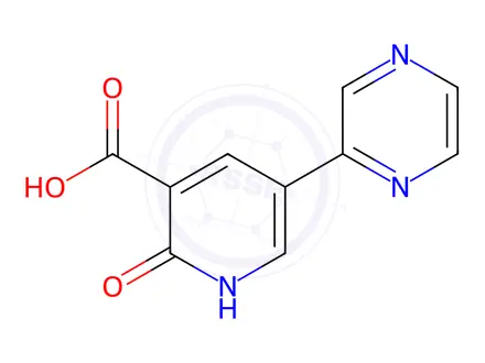 Chemical structure of 2-Oxo-4-(pyrazin-2-yl)-1,2-dihydropyridine-3-carboxylic acid