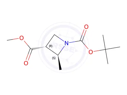 Chemical structure of O1-tert-butyl O3-methyl (2S,3R)-2-methylazetidine-1,3-dicarboxylate