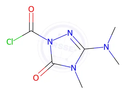 Chemical structure of 3-(Dimethylamino)-4-methyl-5-oxo-4,5-dihydro-1H-1,2,4-triazole-1-carbonyl chloride