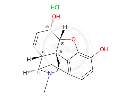 Chemical structure of morphine hydrochloride